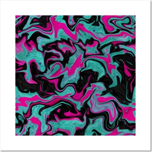 Abstract neon colors painting, liquid art Posters and Art